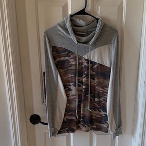 Andree Gray and Camouflage Cowl Neck Hoodie
